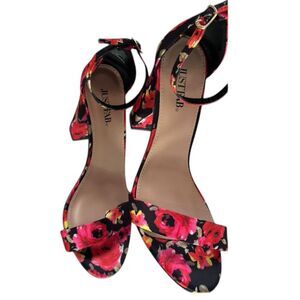 Just Fab Platform Floral Open Toe Heels Size 8 Women’s Red Rose Flower